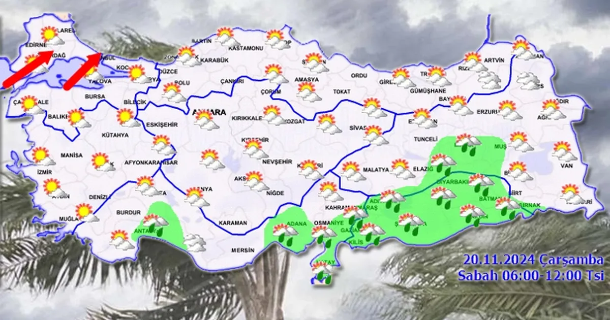 Meteoroloji’den 20 Kasım raporu… Kıyılarda yağmur Marmara’da kuvvetli rüzgar